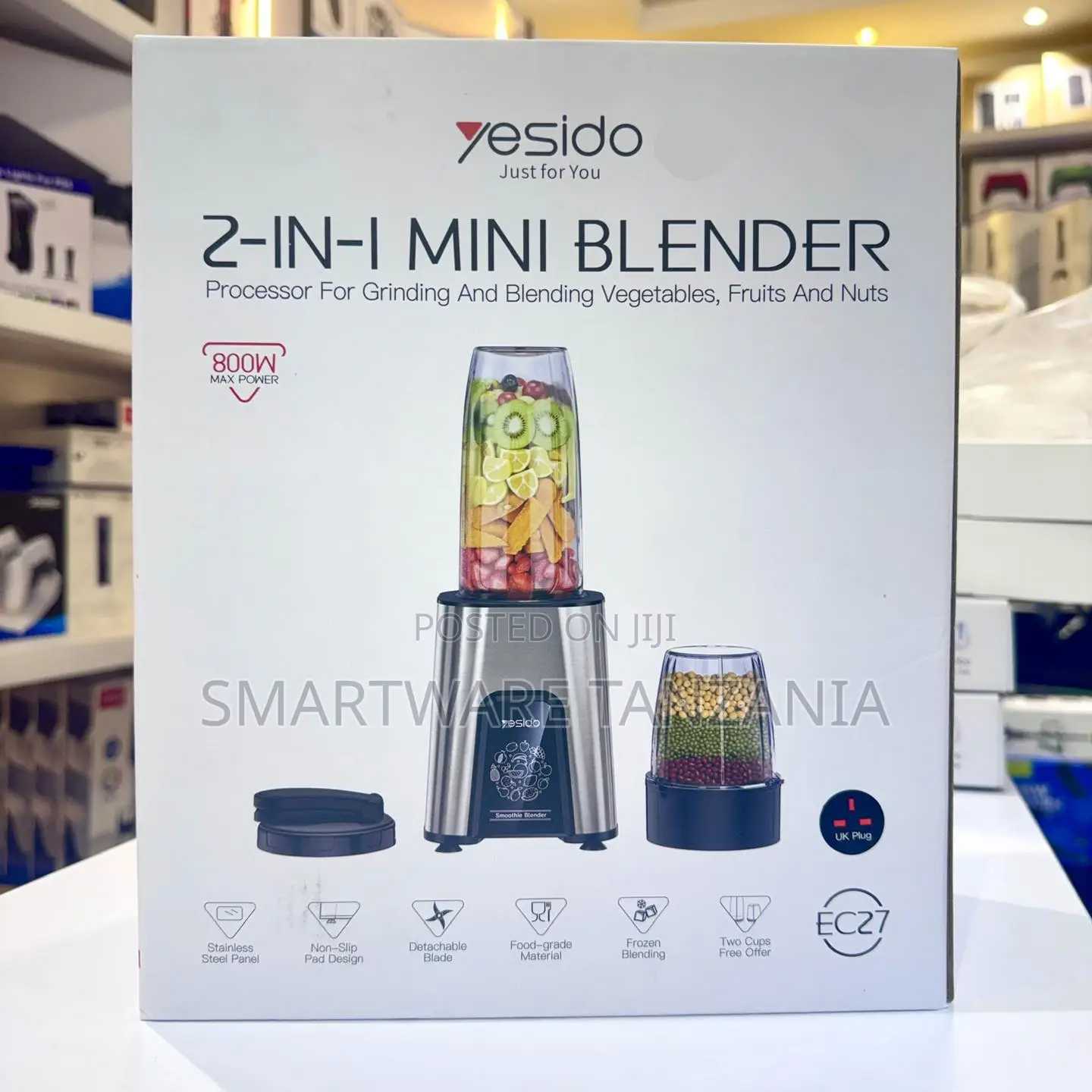 Yesido 800w 2-in-1 Mini Blender And Grinder Set Ec27 Uk Plug