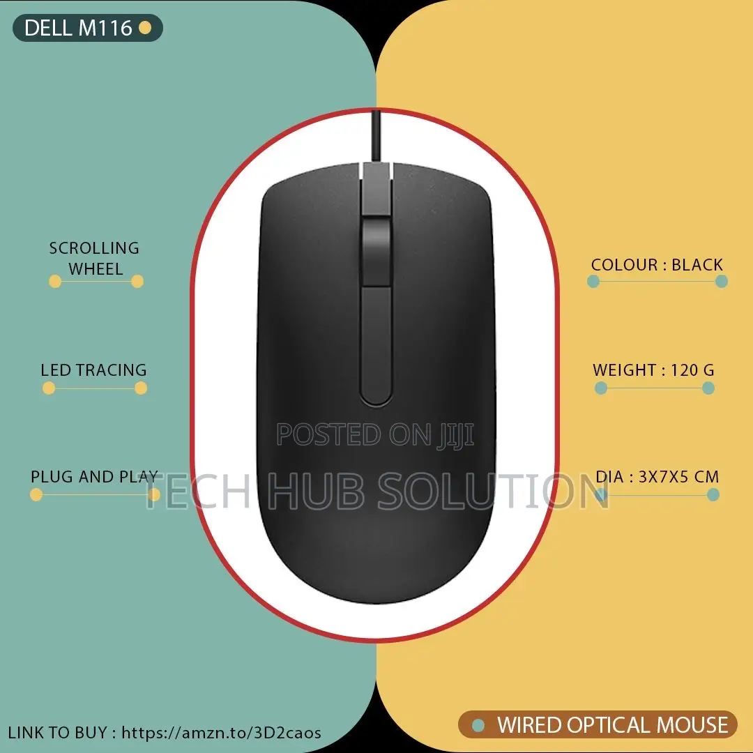 Dell Ms116 Wired Optical Mouse – Smooth Reliable