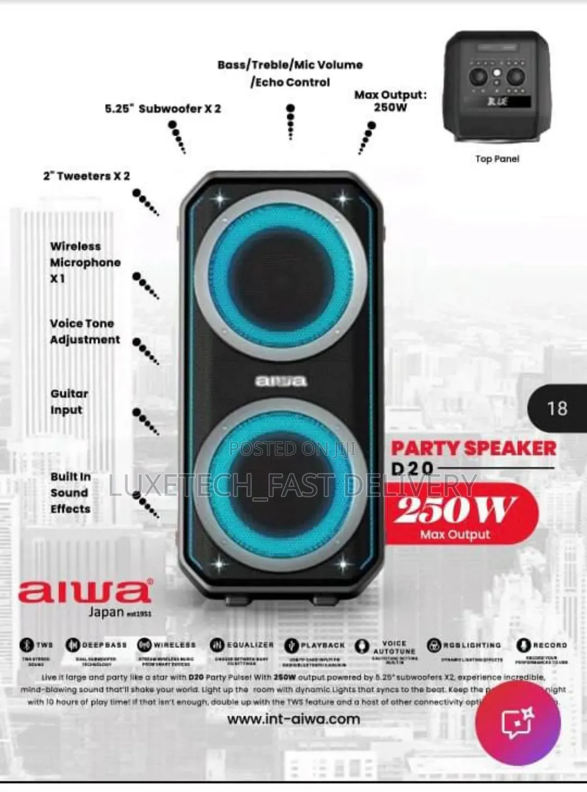 Aiwa 250w Party Speaker D20