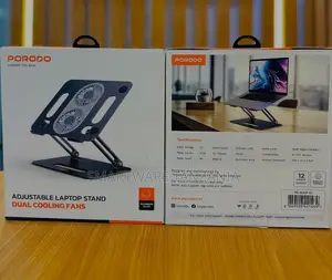 Porodo Adjustable Laptop Stand With Cooling Fan And Aluminum Alloy