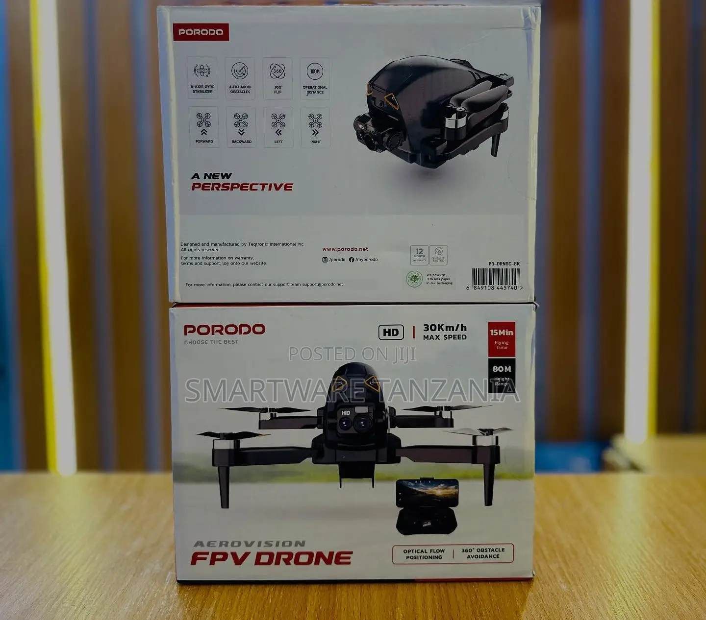Porodo Aerovision Fpv Drone, 80m Height Range, 30km/H Max Speed