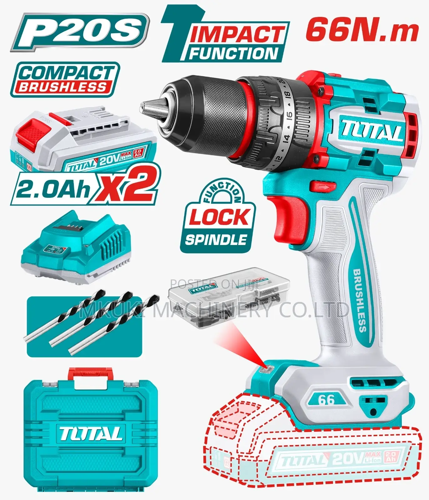 Compact Brushless Cordless Drill 20voltage