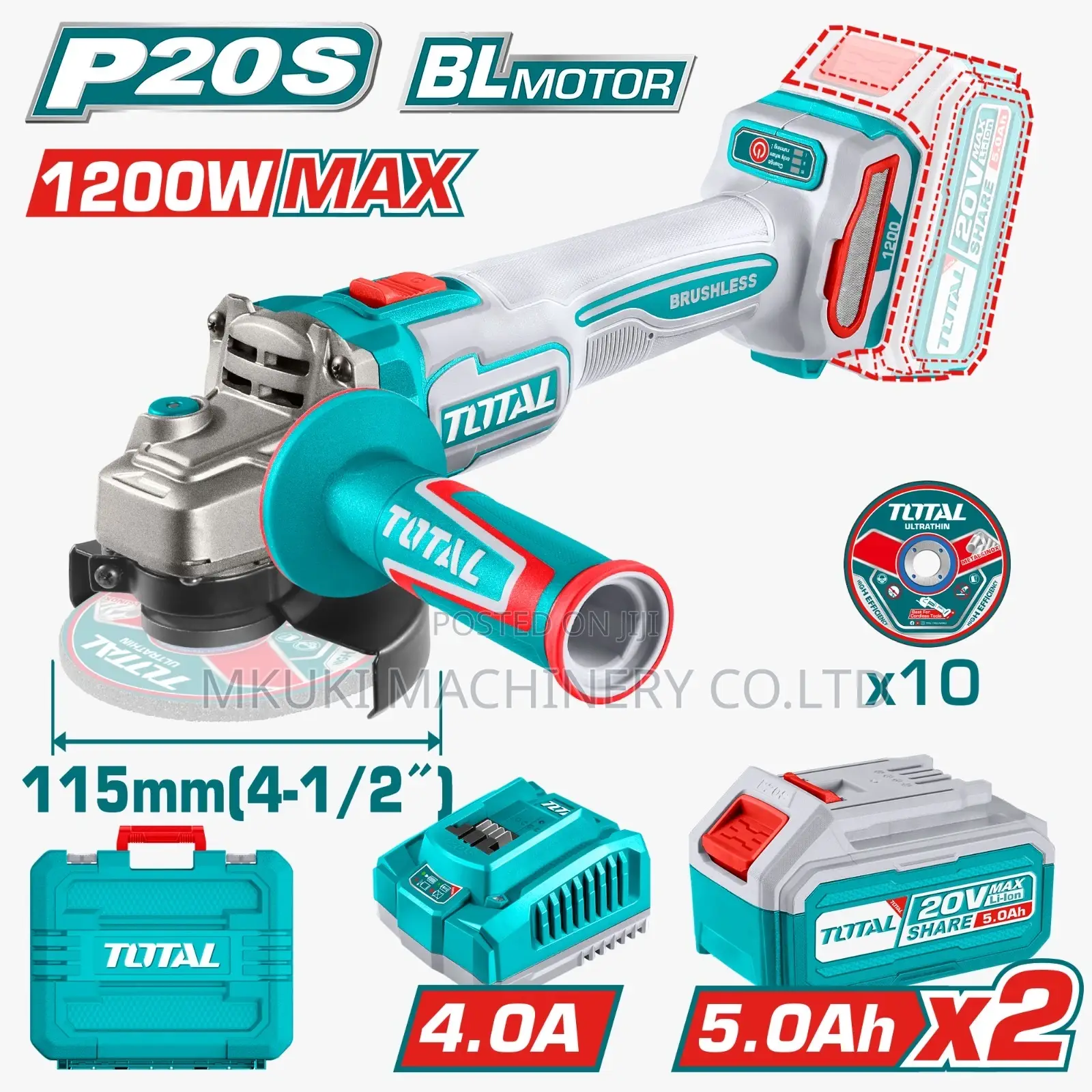 Cordless Angle Grinder Total Brand 20v