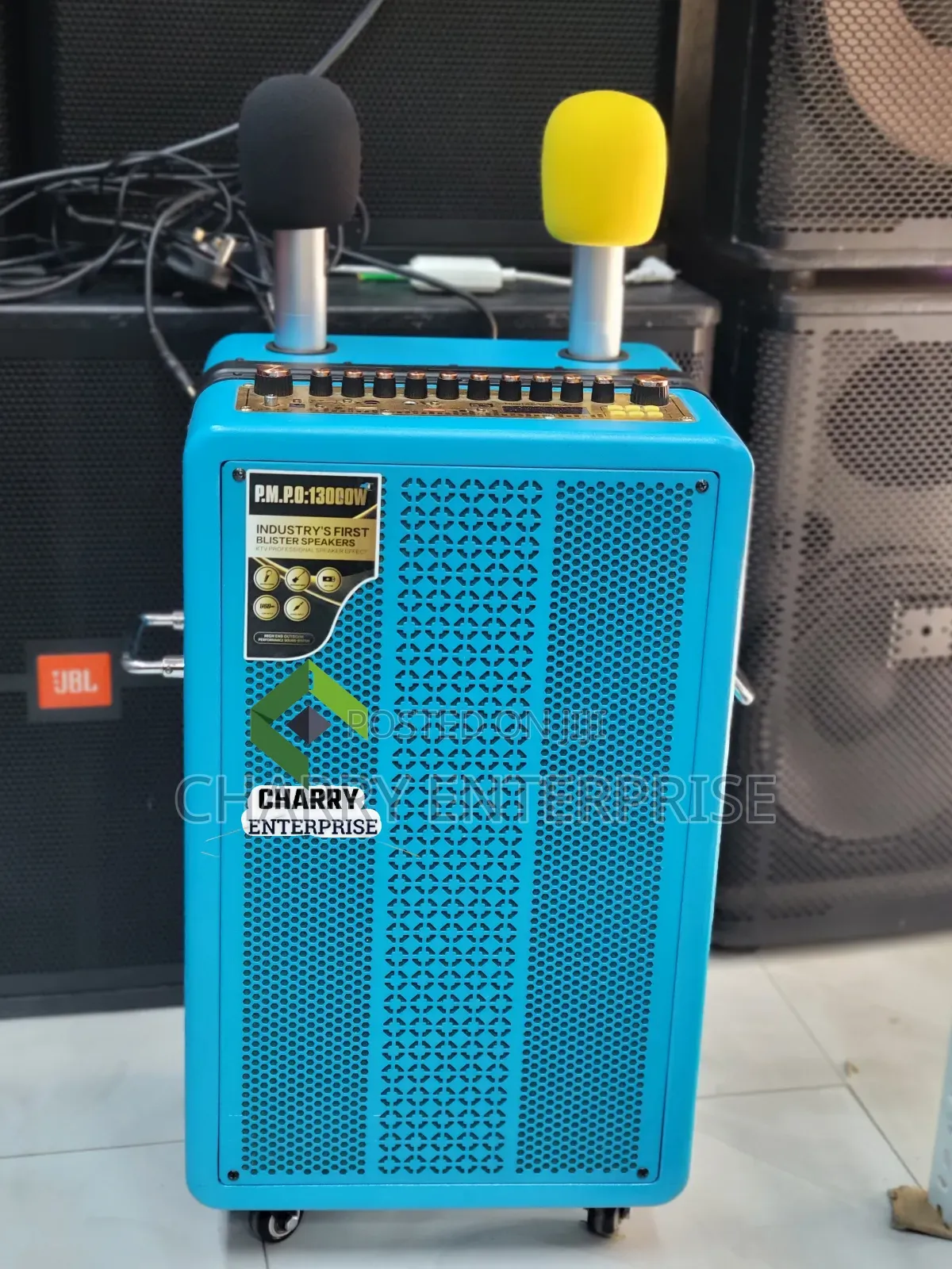KTV Professional Powerful Rechargeable Digital Display Speaker 2 Mic