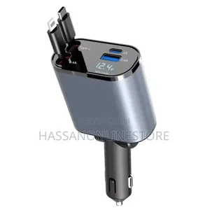 120w 4-in-1 Super Fast Charge Retractable Car Charger