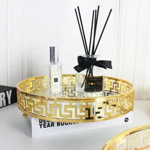 Round Gold Metal Mirrored Serving Tray Set 1(2pcs)