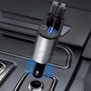 4-in-1 Super Fast Car Charger 120w- Ios (Lightning) and Type-C Devices
