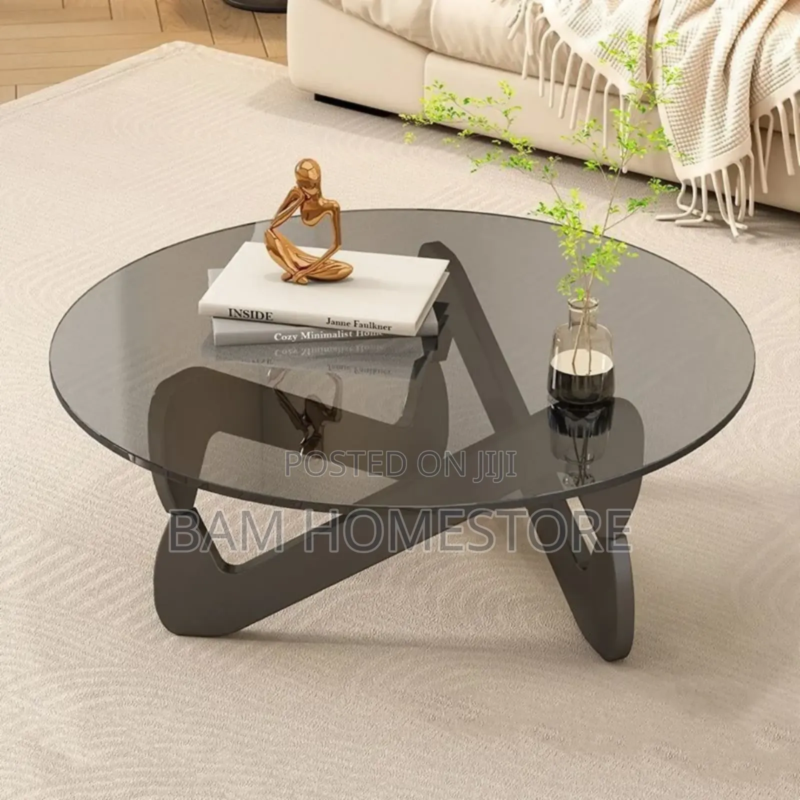 Luxury Round Coffee Table With Wooden Base Modern Living Room Decor