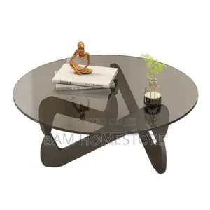 Luxury Round Coffee Table With Wooden Base Modern Living Room Decor