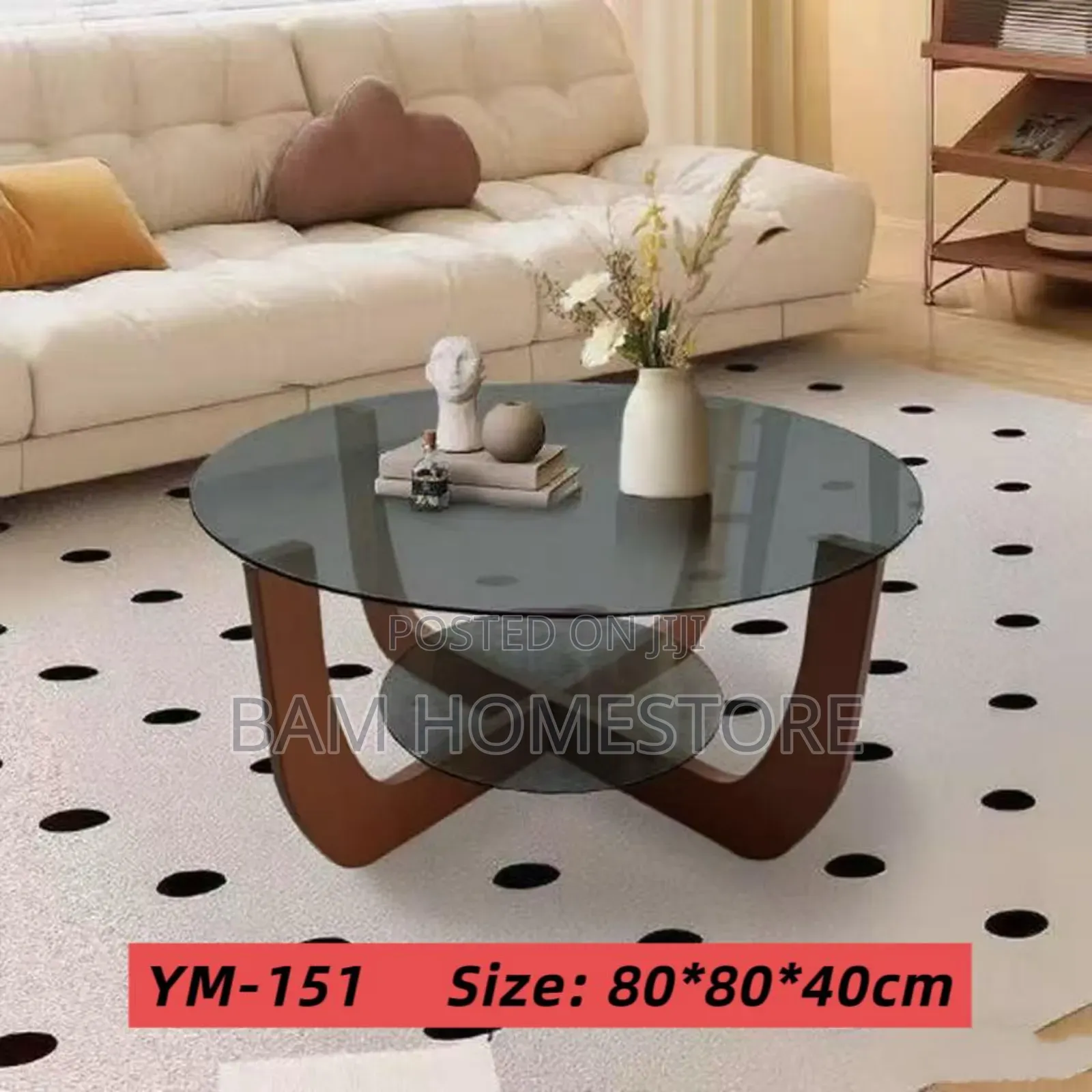 Luxury Round Coffee Table With Wooden Base Modern Living Room Decor