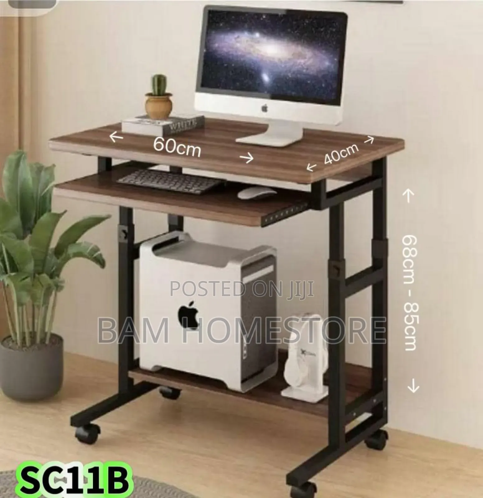 Compact Adjustable Mobile Computer Desk With Keyboard Tray