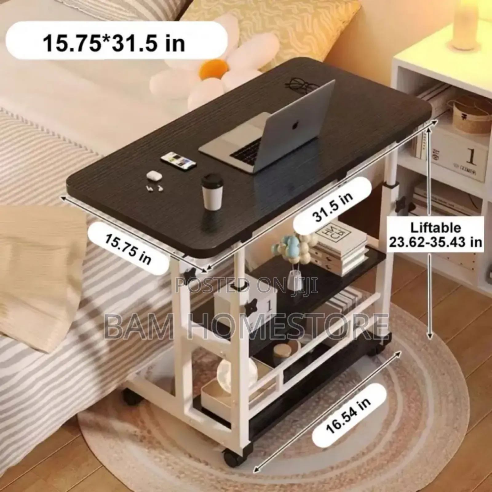 Compact Adjustable Mobile Computer Desk With Keyboard Tray