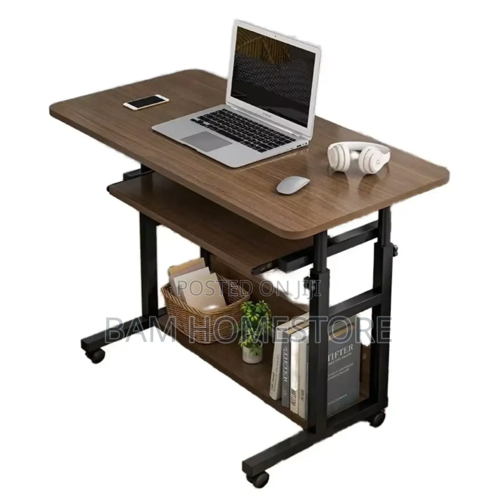 Compact Adjustable Mobile Computer Desk With Keyboard Tray