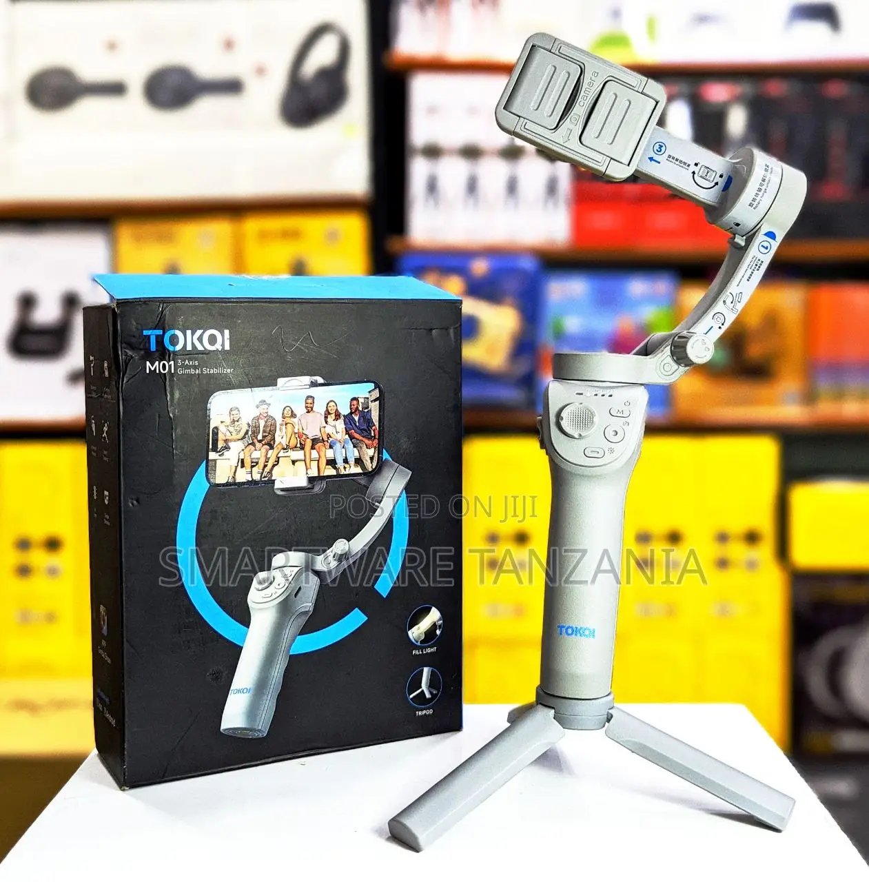 Tokqi M01 3-Axis Gimbal Stabilizer With Fill Light and Mini Tripod