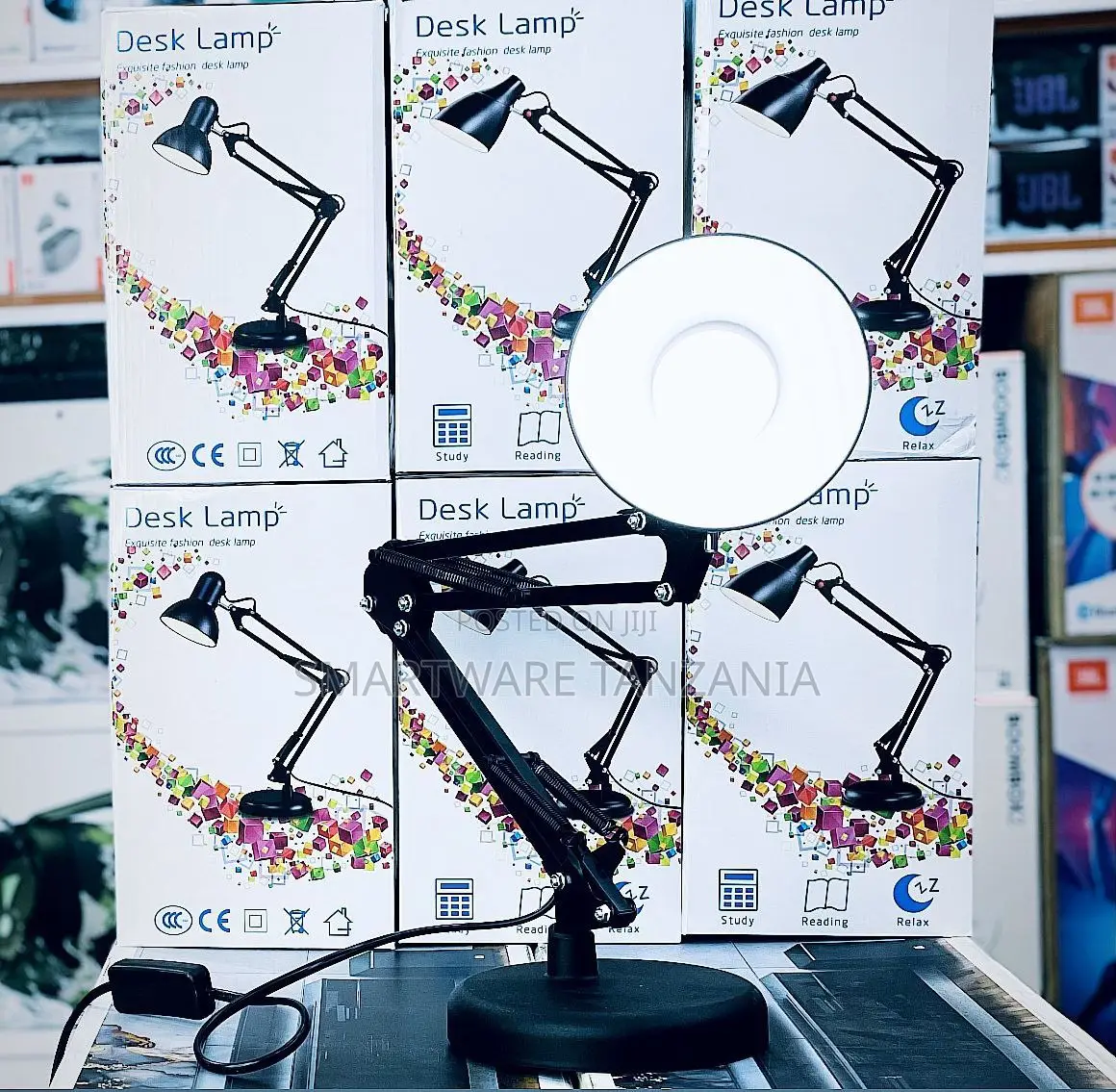 Adjustable Desk Lamp Swing Arm With Led Ring Light For Study Reading