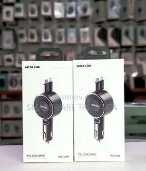Green Lion Telescopic Car Charger Pd-30w Retractable Lightning Usb-C