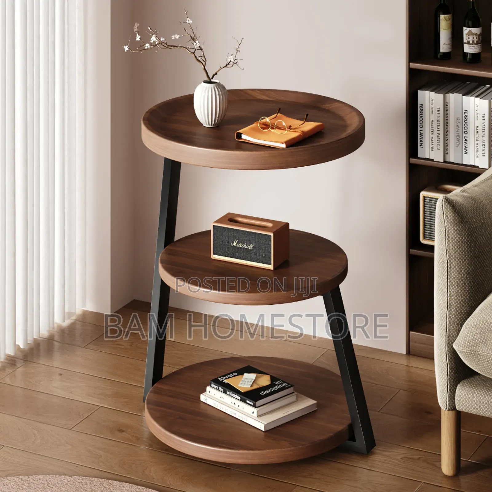 Modern 3-Tier Round Side Table/Compact Af