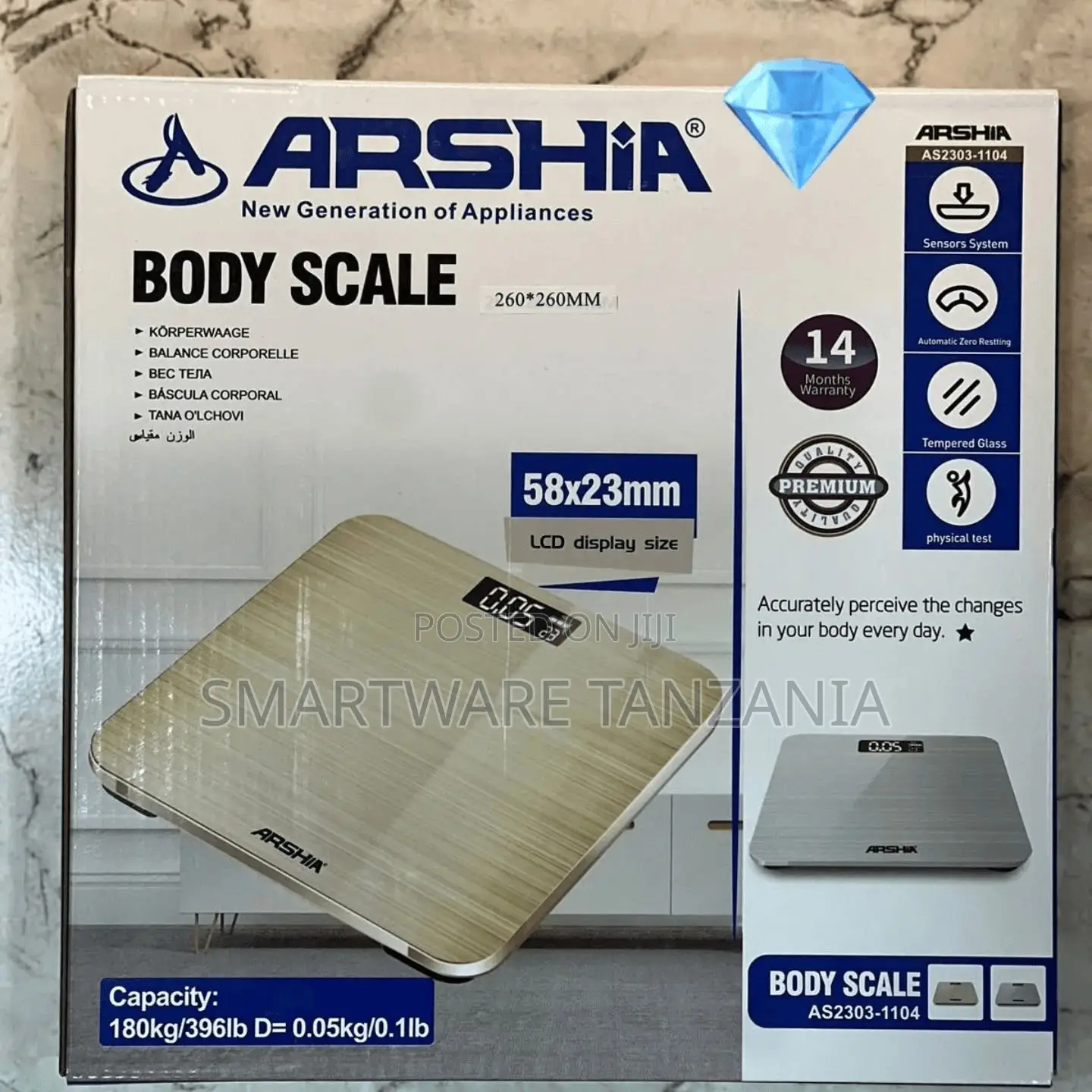 Arshia As2303-1104 Digital Body Scale 180kg Wood Finish Lcd Display
