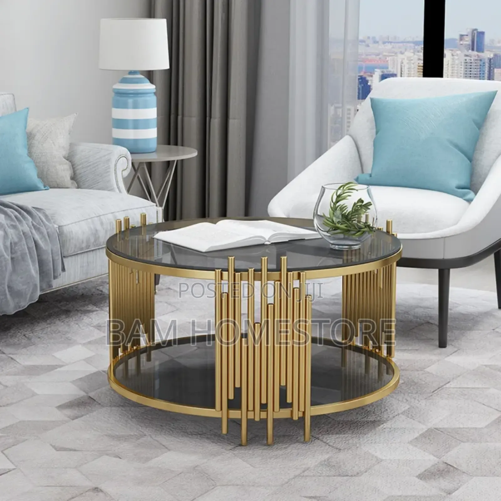 Luxury Double-Tier Glass Coffee Table