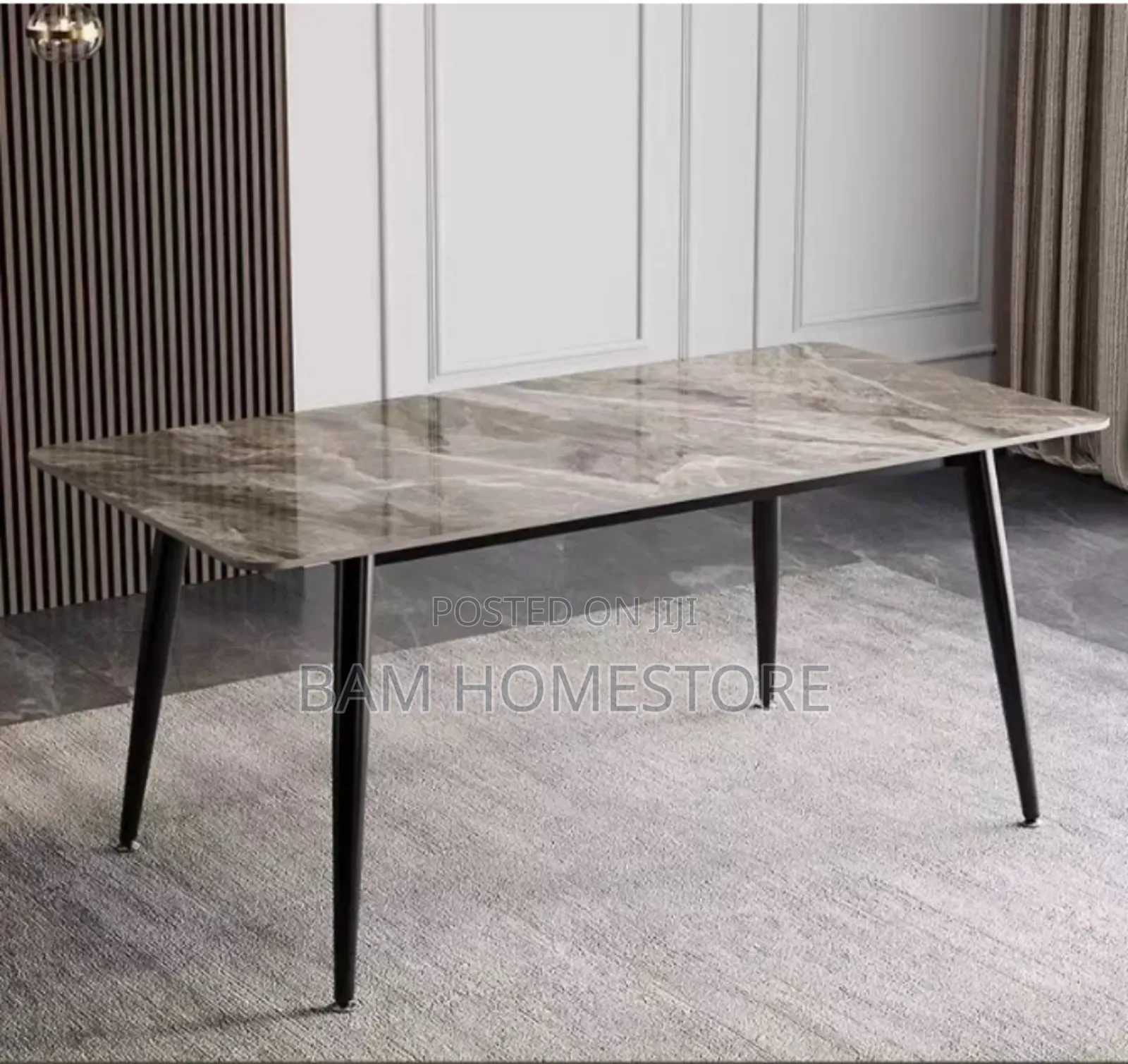 Large Grey Marble Dining Table W160cm X D90cm | Modern Centerpiece