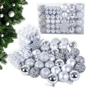 Christmas Decorations Wreaths and Ornaments Silver 100pc
