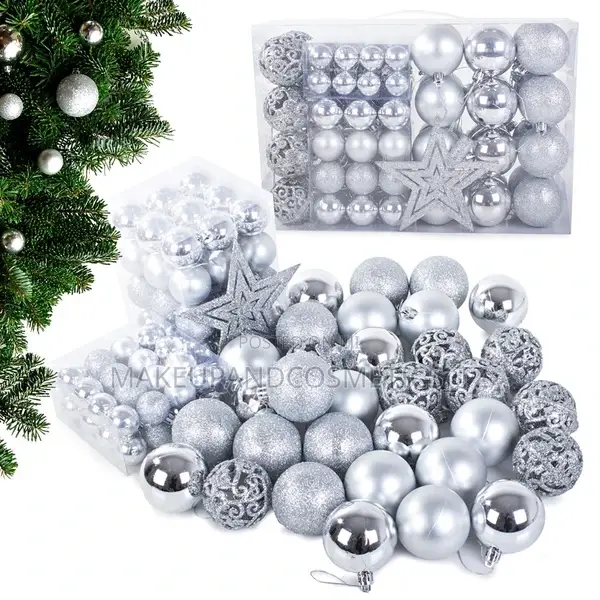 Christmas Decorations Wreaths and Ornaments Silver 100pc