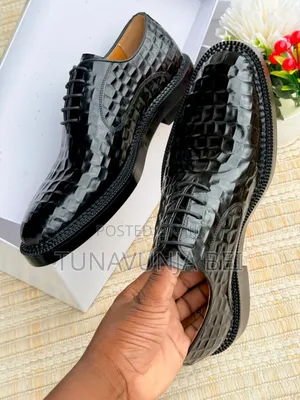 J M Weston Crocodile Shoes Black