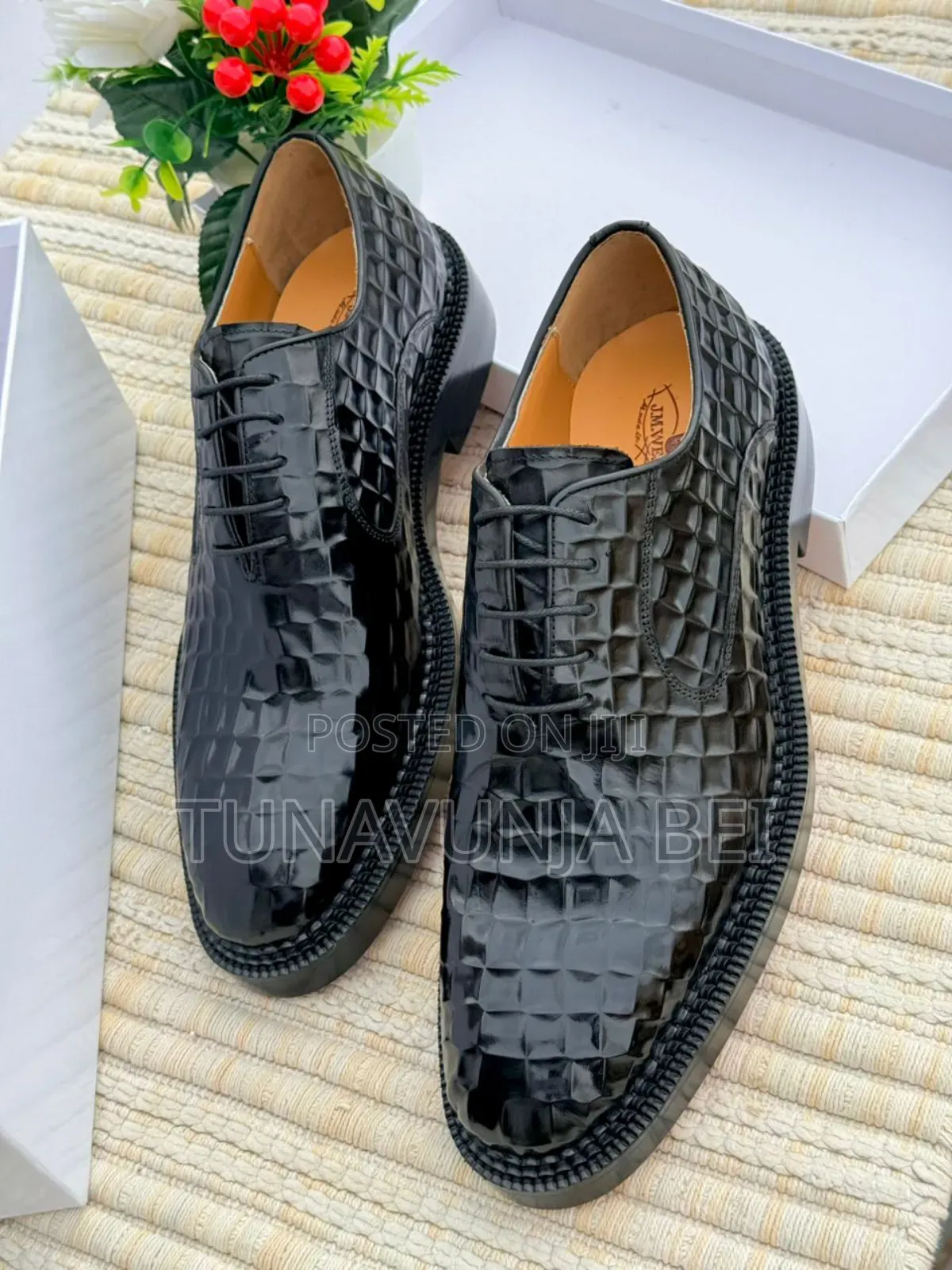 J M Weston Crocodile Shoes Black