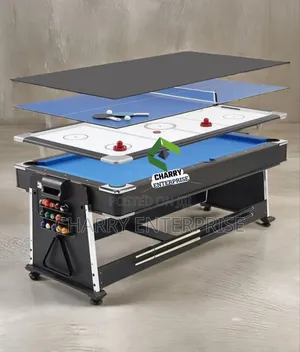 4 in 1 Luxury Classic 7ft Pool Table Air Hockey Tennis Dining Table