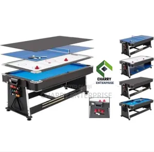 4 in 1 Luxury Classic 7ft Pool Table Air Hockey Tennis Dining Table