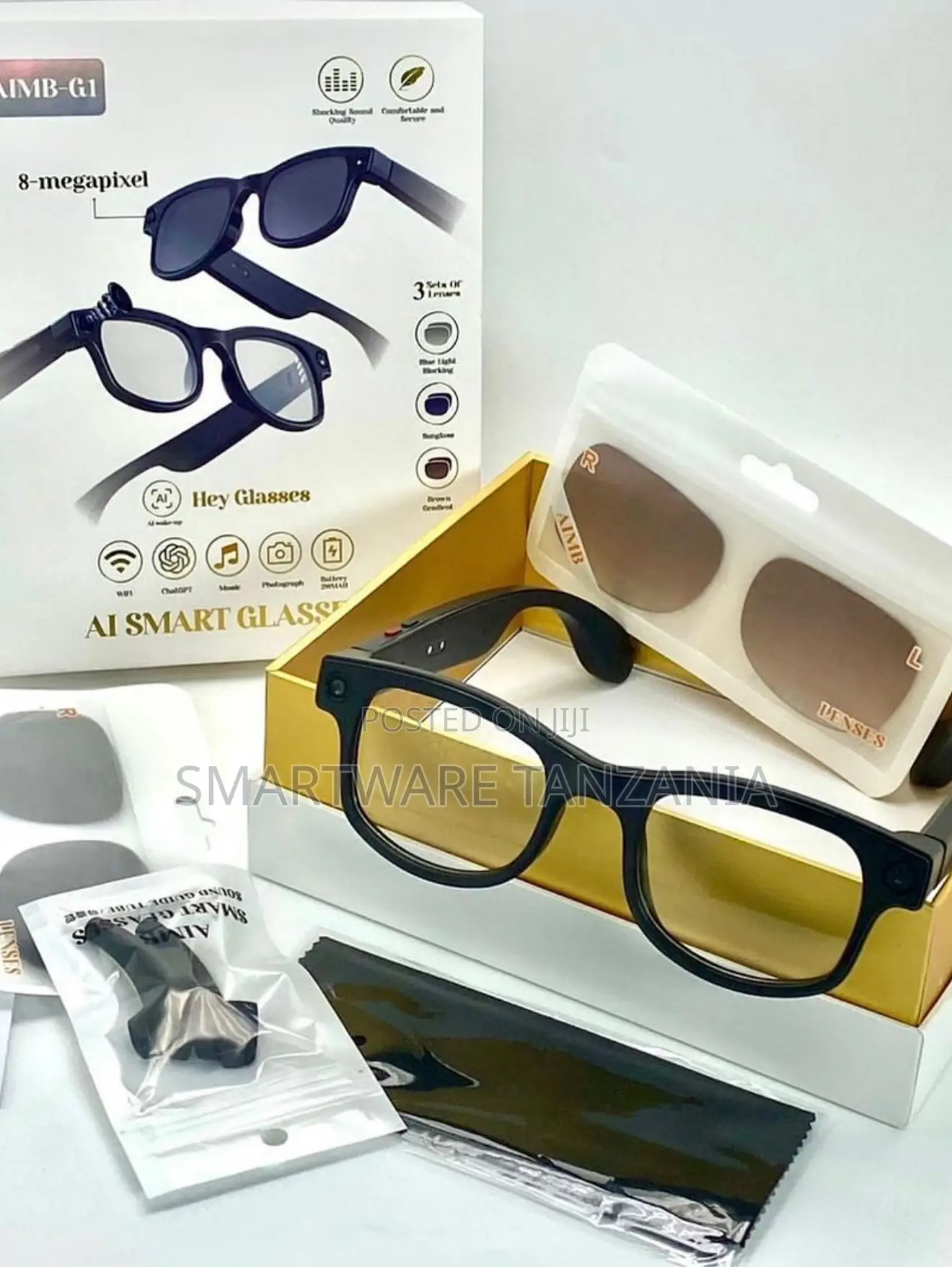Aimb-g1 Ai Smart Glasses With 8mp Camera And 3 Lens Options