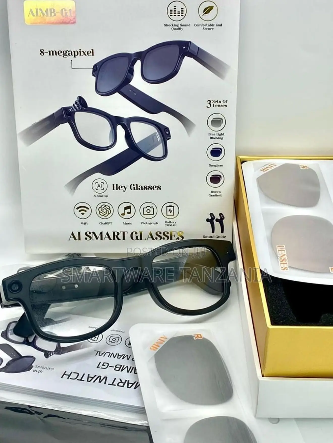 Aimb-G1 8mp Ai Smart Glasses Complete Kit With Lens Collection