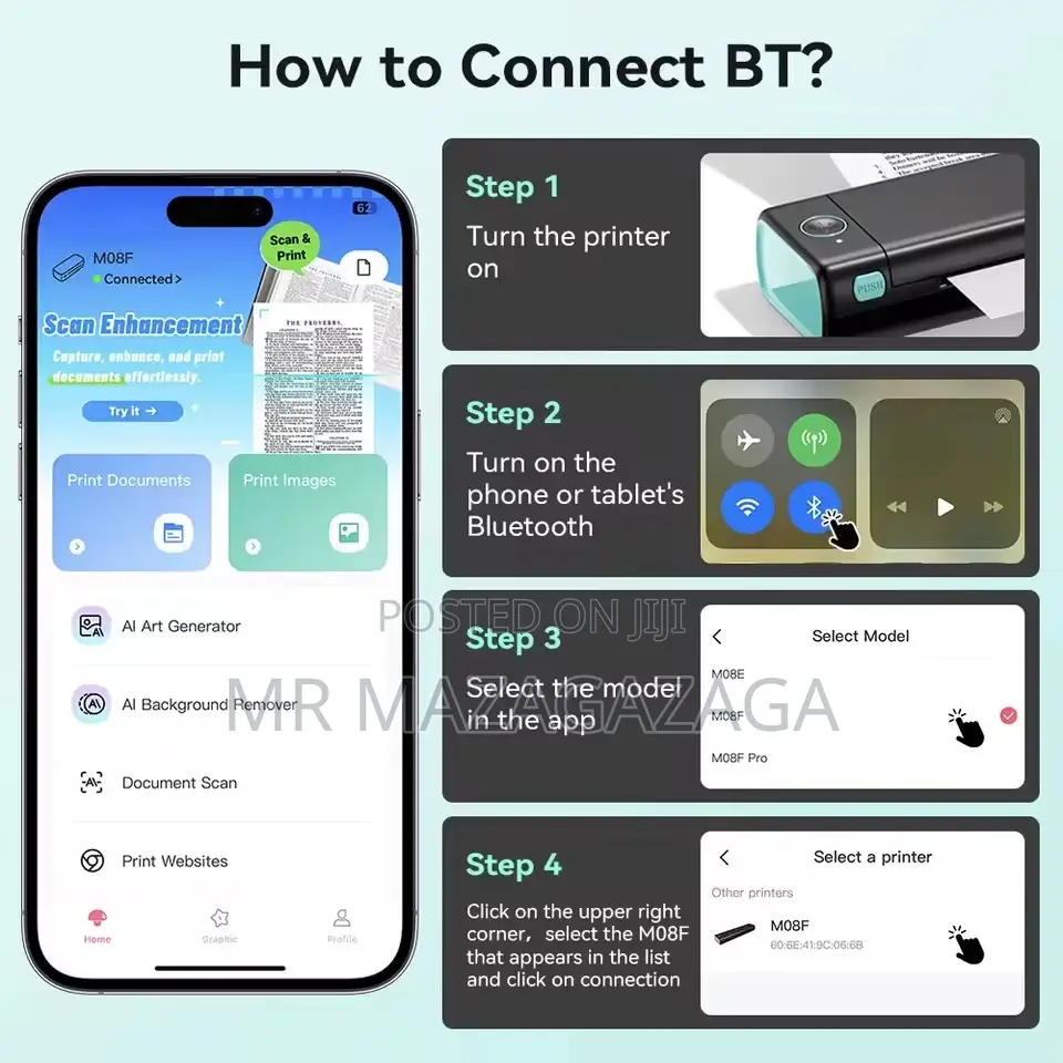 Wireless Bluetooth Printer A4
