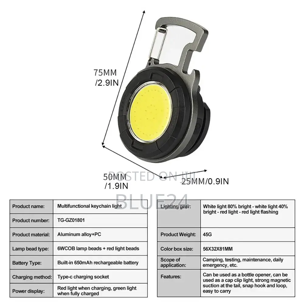 Portable Cob Keychain Flashlight