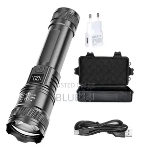 Rechargeable Led Flashlight Zoomable Torch With LCD Display 3 Modes