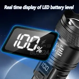 Rechargeable Led Flashlight Zoomable Torch With LCD Display 3 Modes