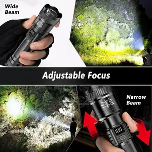 Rechargeable Led Flashlight Zoomable Torch With LCD Display 3 Modes