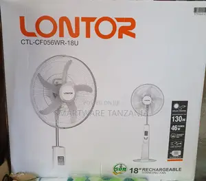 Lontor 18" Rechargeable Standing Fan Solar Charge 130h Runtime