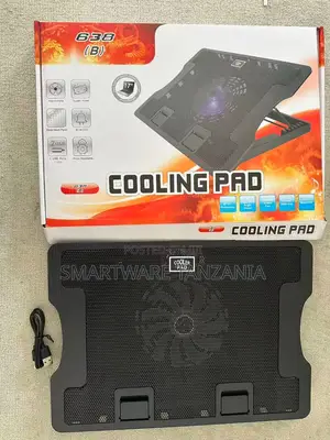 638b Laptop Cooling Pad 17" Blue Led Fan Adjustable Stand Usb