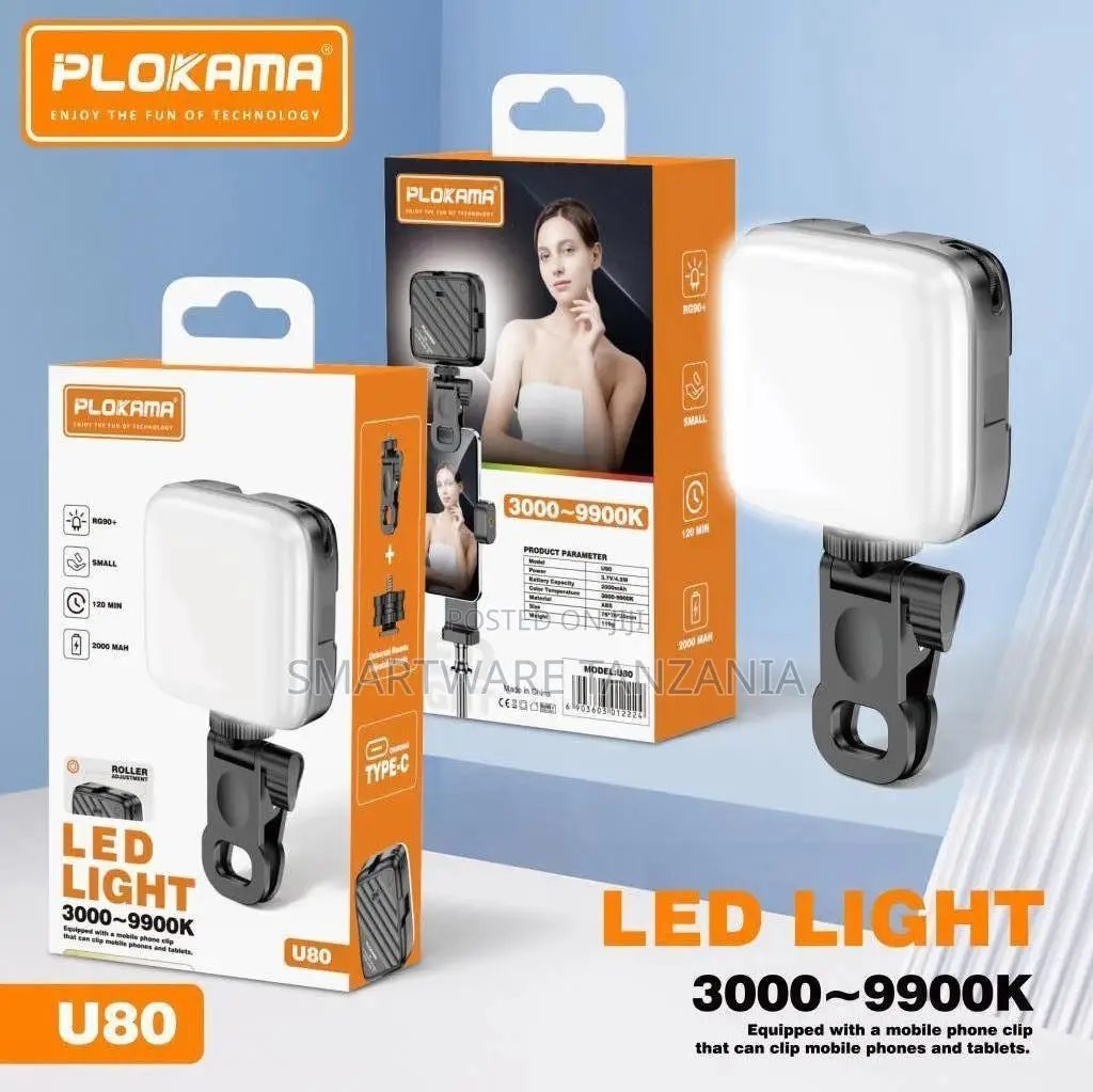 Plokama U80 Led Video Light 3000- Portable Phone Clip