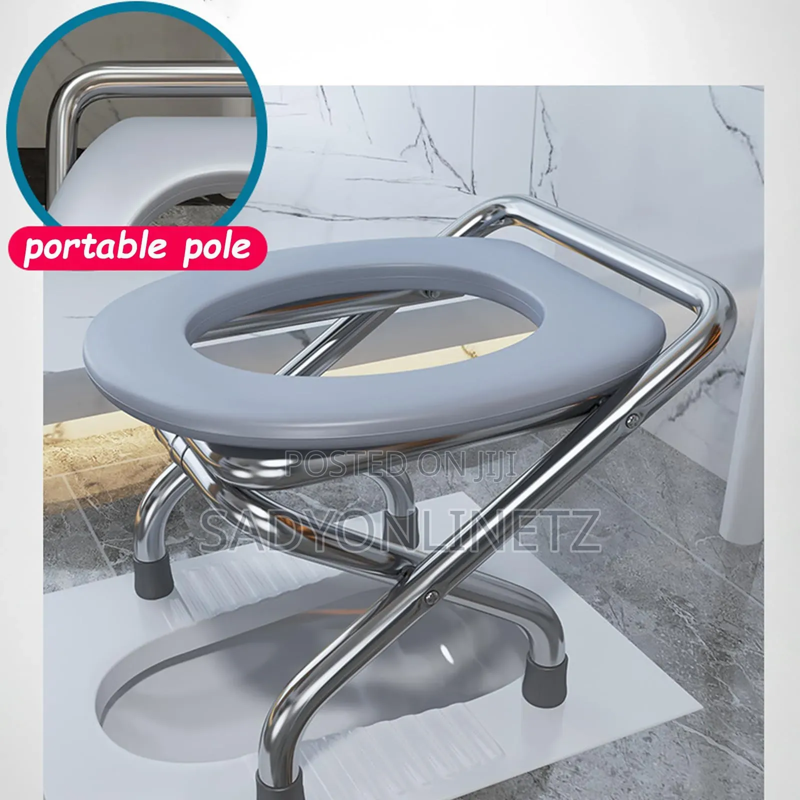 Stainless Steel Toilet Chair for Camping, Travel and Emergency