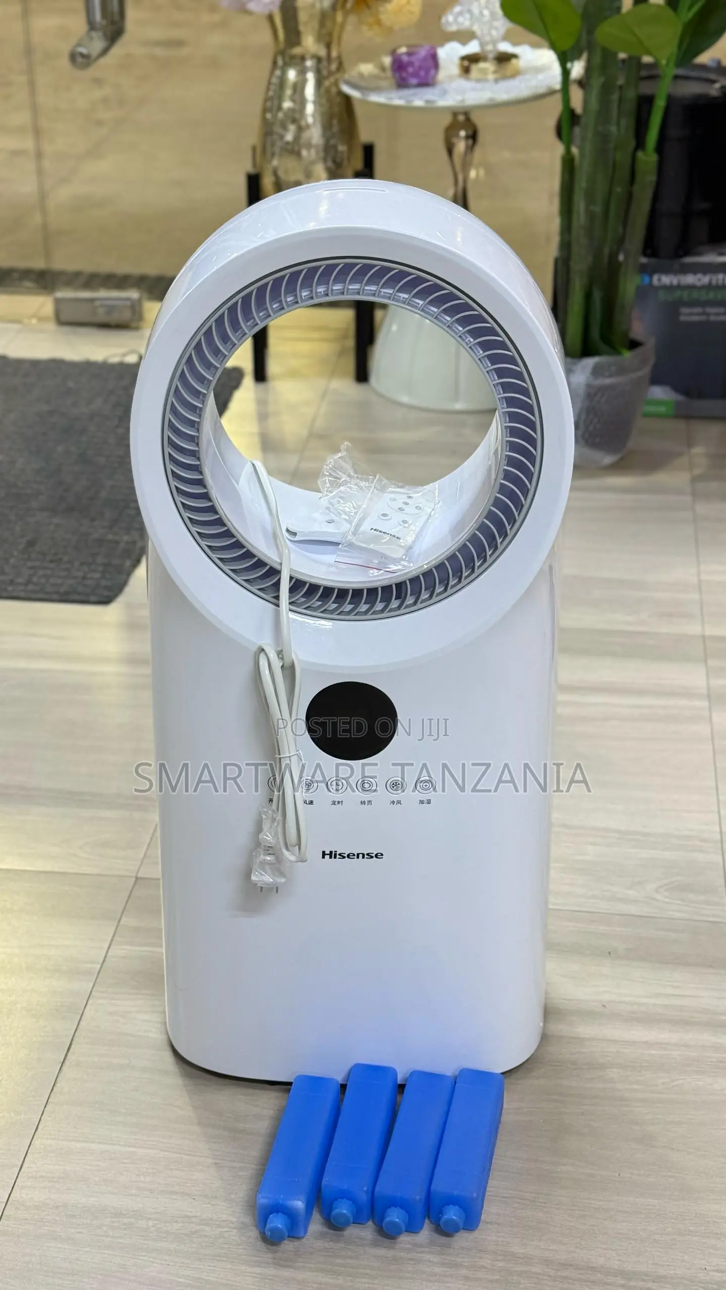 Compact Hisense Air Cooler Fan With Remote and Ice Accessories