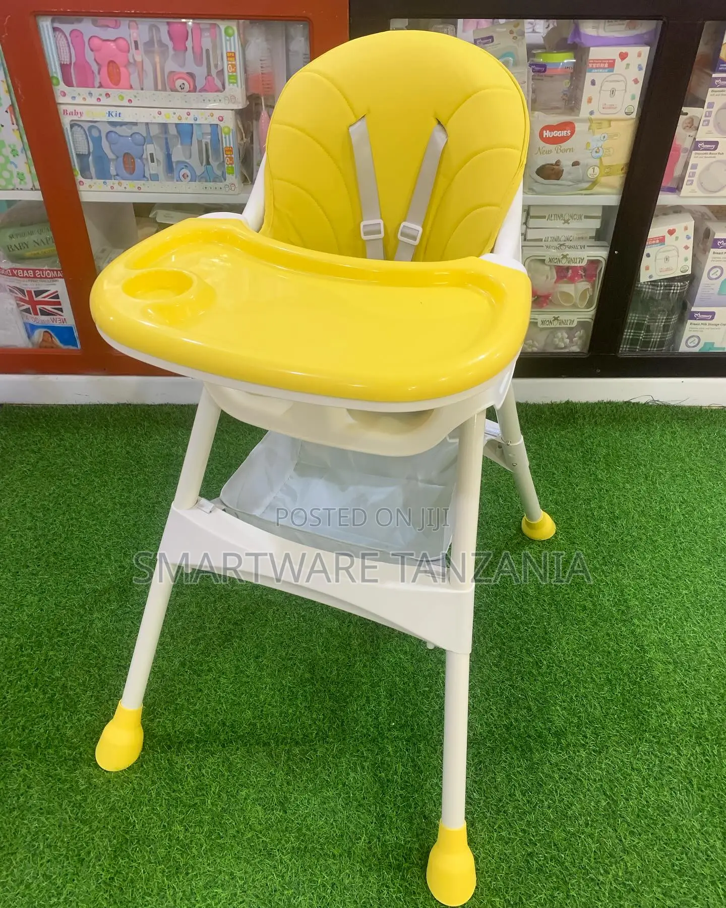 High Chair For Babies And Kids, Yellow, Supports Up To 15kg Weight