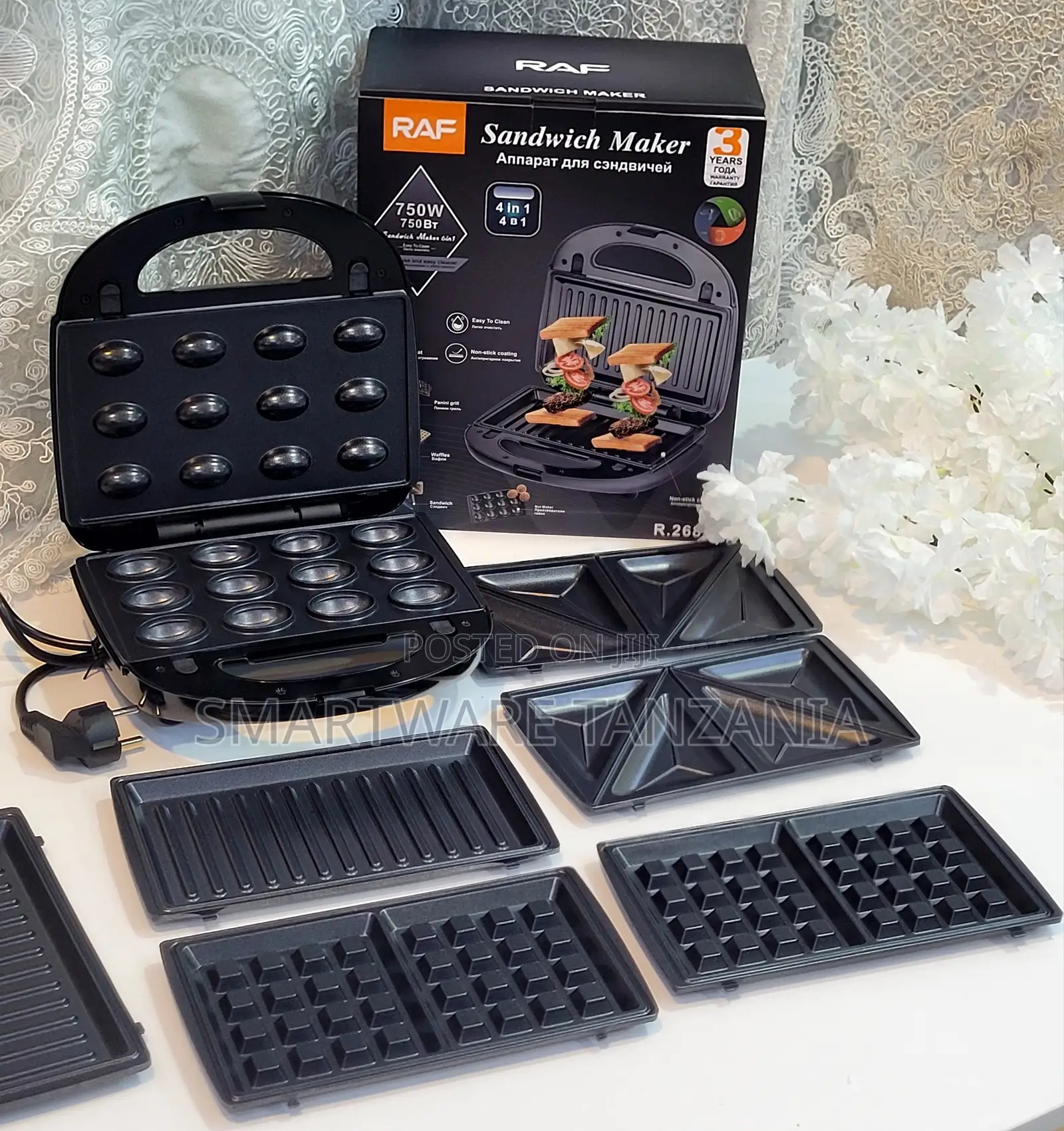 Raf 4 In 1 Electric Sandwich Maker With Removable Non-stick Plates