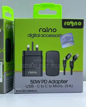 Raino 50w Fast Charger Usb-C to C to Micro-Usb Cable