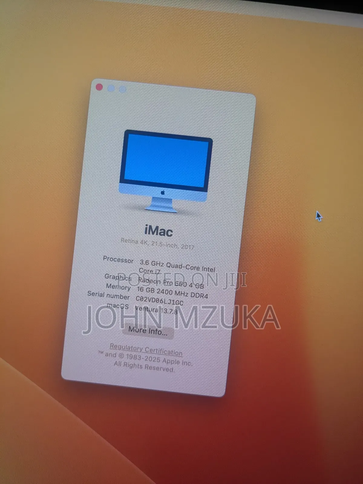 Desktop Computer Apple iMac 16GB Intel Core I7 SSD 1T