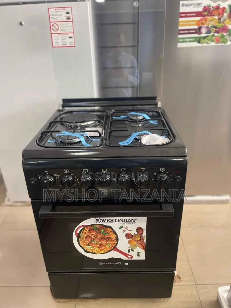 Wespoint Cooker Model 5531b, Black Size: 50x55cm 3plate Gass + 1 Umeme