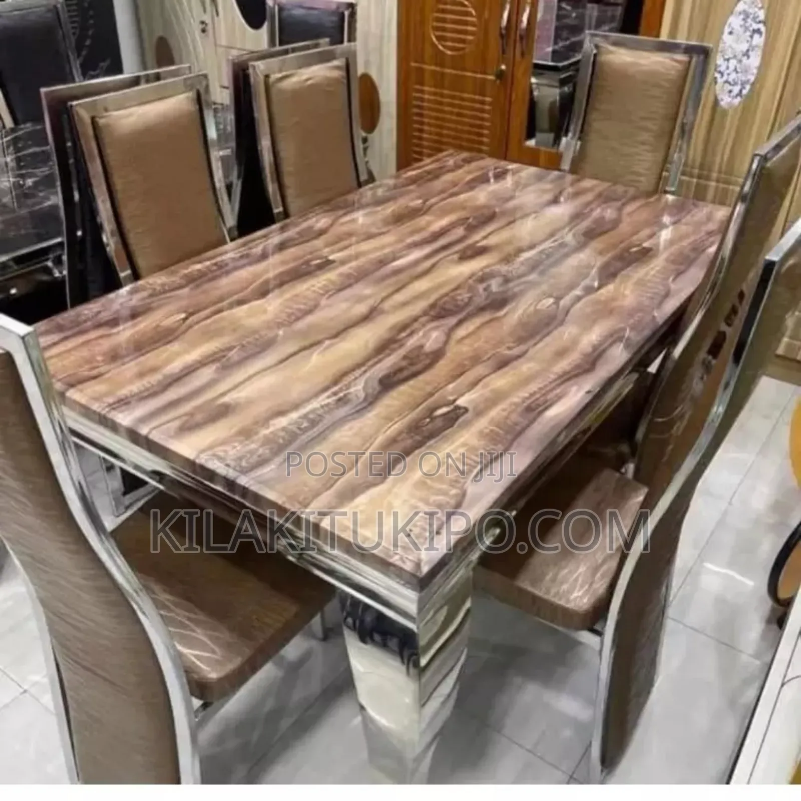 6 Seater Dining Table Classic Marble Finish