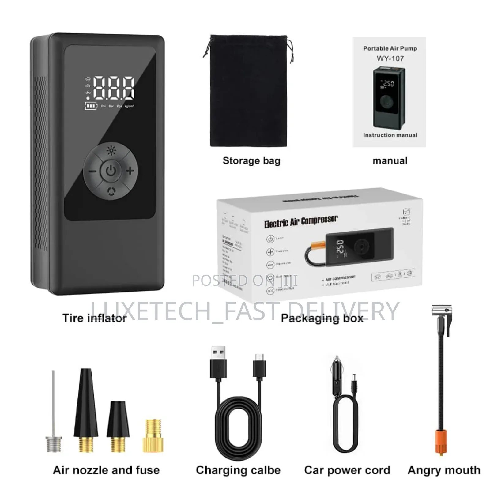 Portable Air Pump, Tire Inflator or Electric Air Compressor