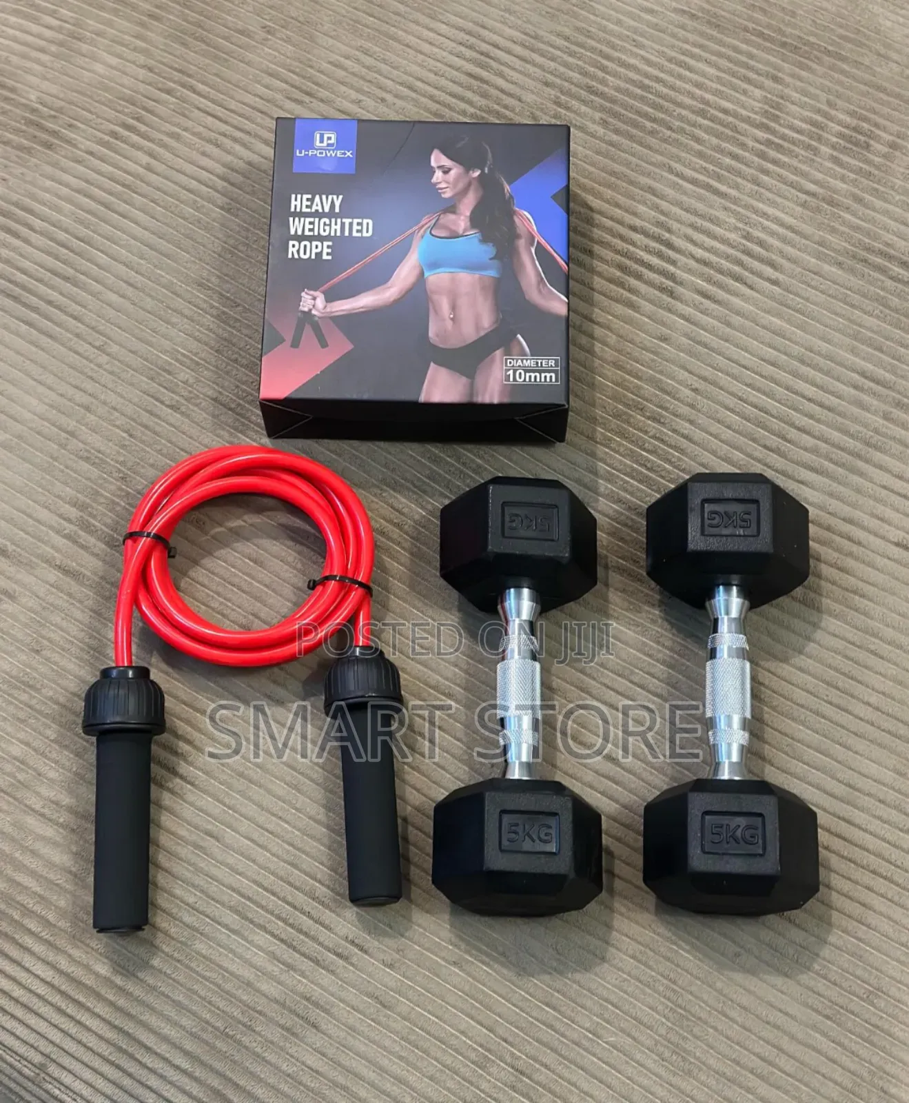 Skipping Rope + 5kg Dumbbells Fitness Combo